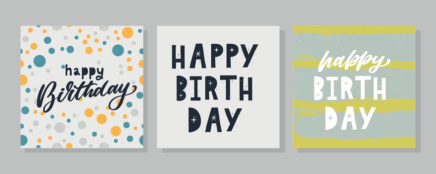 Happy Birthday lettering text banner, black color. Vector illustration.