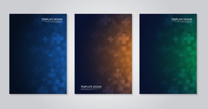 Template brochure or cover book, page layout, flyer design. Concept and idea for health care, technology. science icon pattern medical innovation concept. vector design.