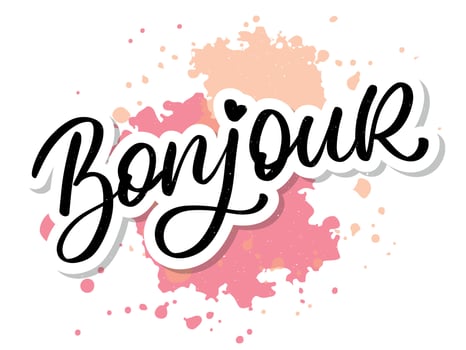 Bonjour Paris Phrase Vector Lettering Calligraphy Brush Chalkboard