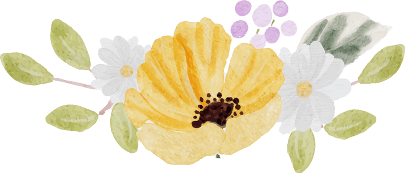 watercolor hand drawn colorful spring flower and green leaf bouquet wreath png
