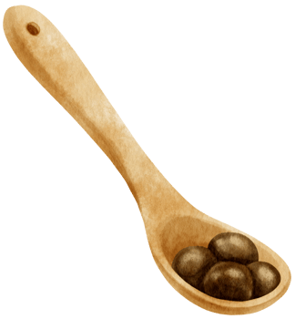 Wooden spoon with bubble tea watercolor illustration png