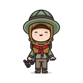 cute muslim girl scout vector
