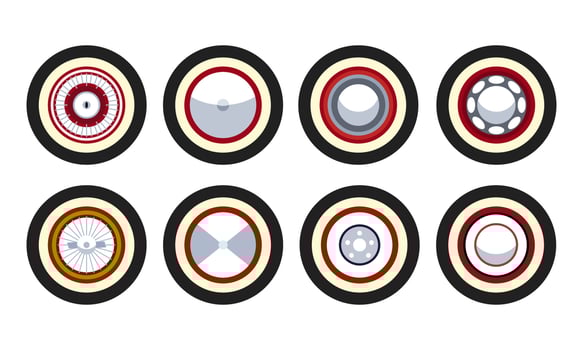 classic car rims collection vector