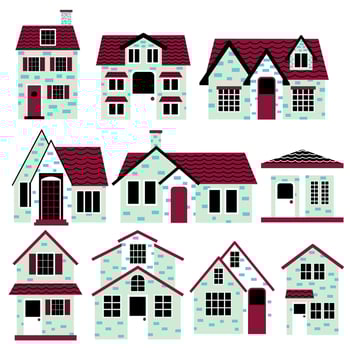Set of Simple Flat House Illustration vector