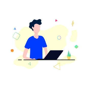 The man working on the laptop in the office illustration vector
