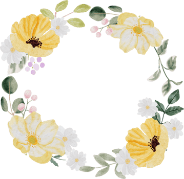watercolor hand drawn colorful spring flower and green leaf bouquet wreath with gold frame png