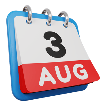 3 august day calendar 3d render right view png