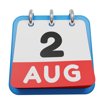 2 august day calendar 3d render front view png