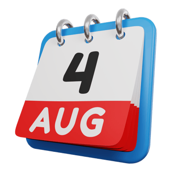 4 august day calendar 3d render left view png