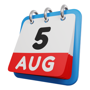 5 august day calendar 3d render left view png