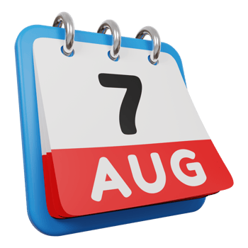 7 august day calendar 3d render right view png