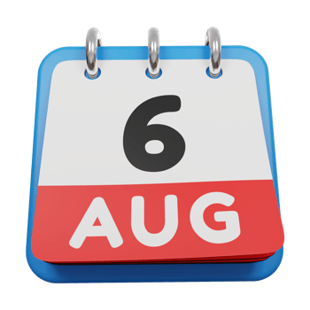 6 august day calendar 3d render front view png