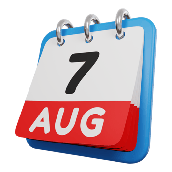 7 august day calendar 3d render left view png