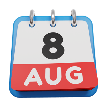 8 august day calendar 3d render front view png