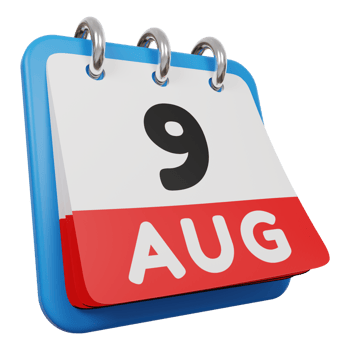 9 august day calendar 3d render right view png