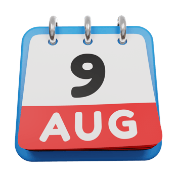 9 august day calendar 3d render front view png