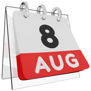 Glass calendar schedule 3d render 8 august right view png