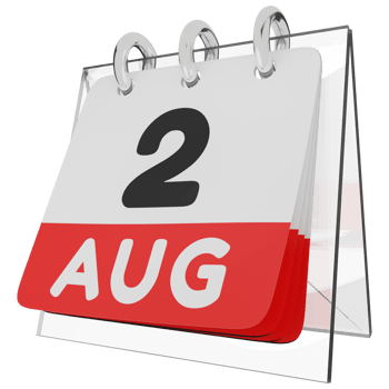 Glass calendar schedule 3d render 2 august left view png