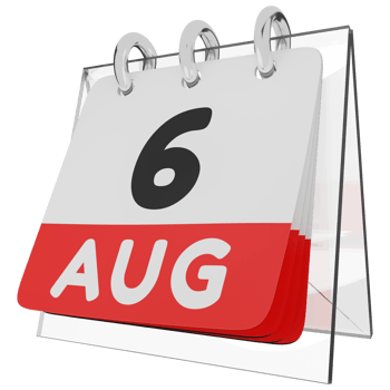 Glass calendar schedule 3d render 6 august left view png