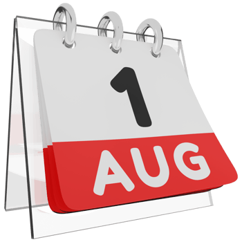 Glass calendar schedule 3d render 1 august right view png