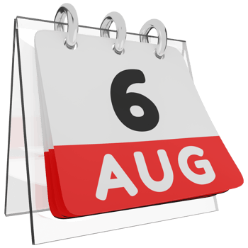 Glass calendar schedule 3d render 6 august right view png