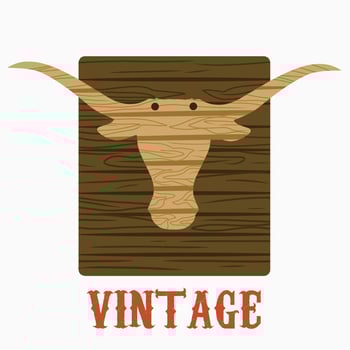 illustration vector of long horn with wood texture perfect for print,etc.