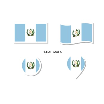 Guatemala flag logo icon set, rectangle flat icons, circular shape, marker with flags. vector