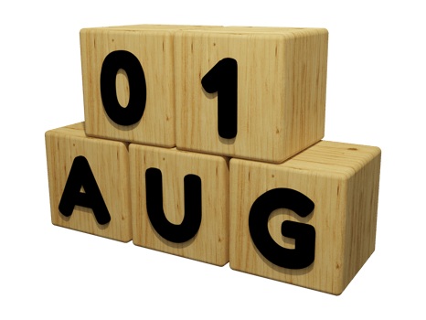 3d wooden calendar rendering of august 1 concept illustration left view png