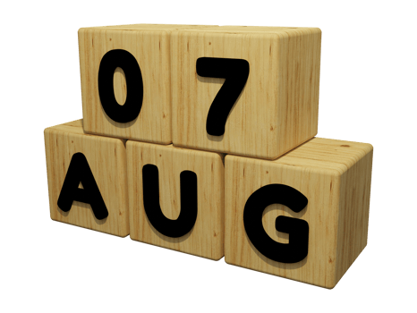 3d wooden calendar rendering of august 7 concept illustration left view png