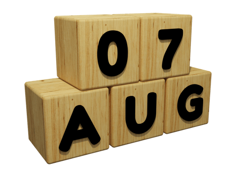 3d wooden calendar rendering of august 7 concept illustration right view png