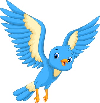Cute cartoon little birds fly vector