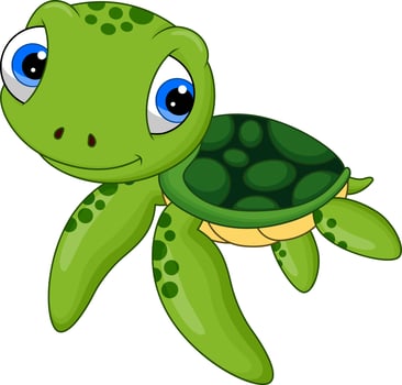 Cute sea turtle cartoon isolated on white background vector