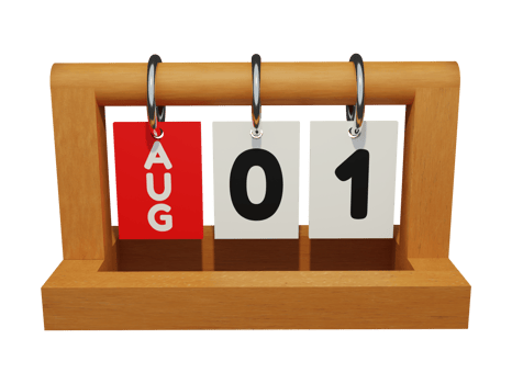 august 1 modern unique wooden calendar 3d rendering front view png
