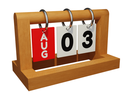 august 3 modern unique wooden calendar 3d rendering right view png
