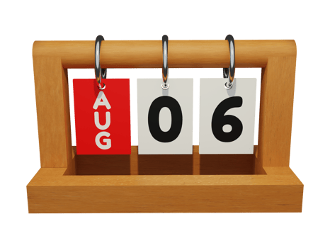 august 6 modern unique wooden calendar 3d rendering front view png