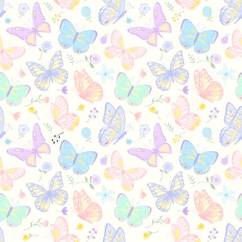 illustration Beautiful butterfly and flower botanical leaf seamless pattern for love wedding valentines day or arrangement invitation design greeting card vector