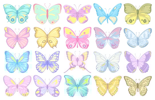 illustration Beautiful butterfly collection set for love wedding valentines day or arrangement invitation design greeting card vector