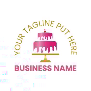 beautiful pink and gold baked cake logo template vector