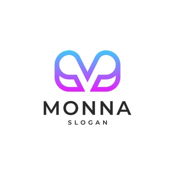Initial Letter M gradient colorful monogram line Logo vector
