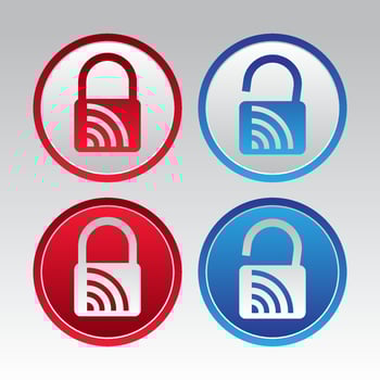circle lock and unlock wireless icon button vector bundle set