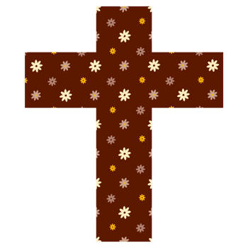 Easter cross with chickens, eggs and flowers png