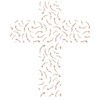 Easter cross with chickens, eggs and flowers png