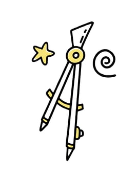 Compass clipart doodle. Vector illustration in line style.