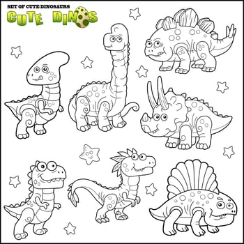 cute dinosaurs image set vector