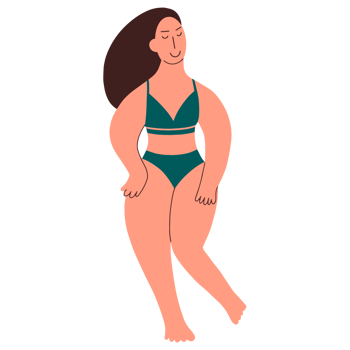 A girl with a curvy shape shows off her body png