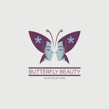 butterfly woman face beauty salon spa logo template design for brand or company and other vector