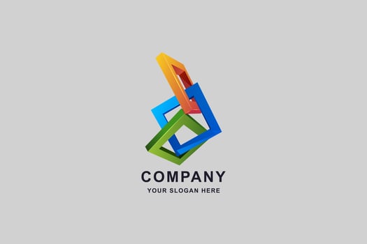 Construction buildings or 3D box square logo design template vector