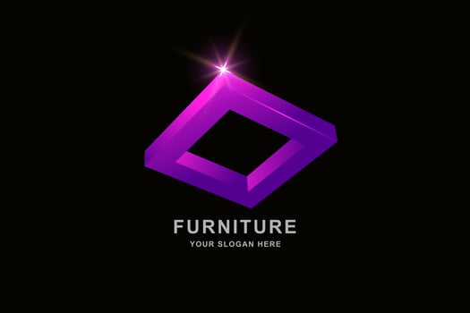 3D Frame square logo design template vector