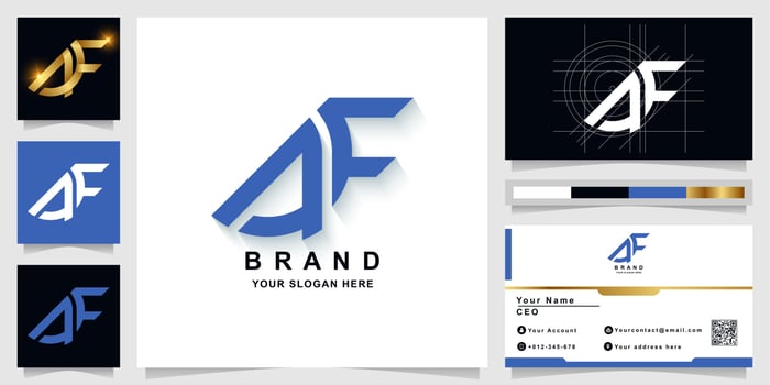 Letter AF or AE monogram logo template with business card design vector