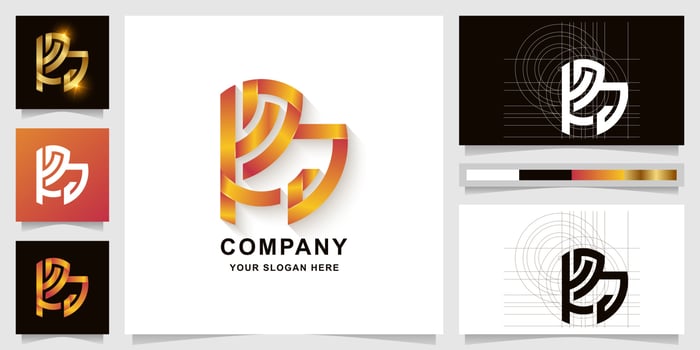 Letter KPA or RA monogram logo template with business card design vector